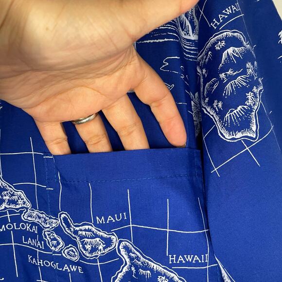 Vintage Royal Creations Blue Hawaiian Shirt Mens Size XL Bottom Up Short Sleeve - Picture 5 of 7